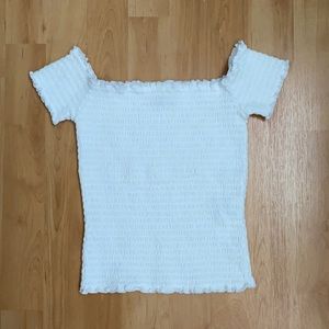 Hollister Co White Cinched Shoulder Crop Top